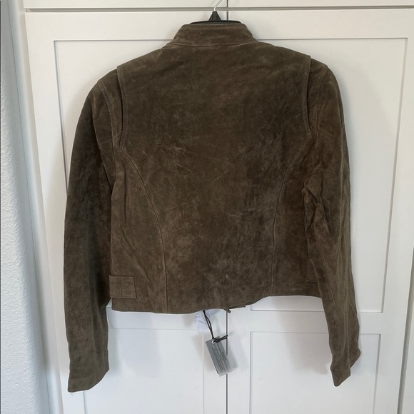 Blank NYC $198 Women's Olive Green Suede Leather Moto Jacket Size M NWT - Picture 6 of 6